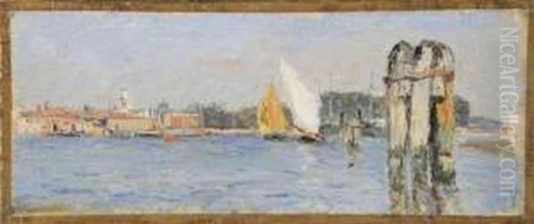 Vue De Venise Oil Painting by Gaston-Marie-Anatole Roullet