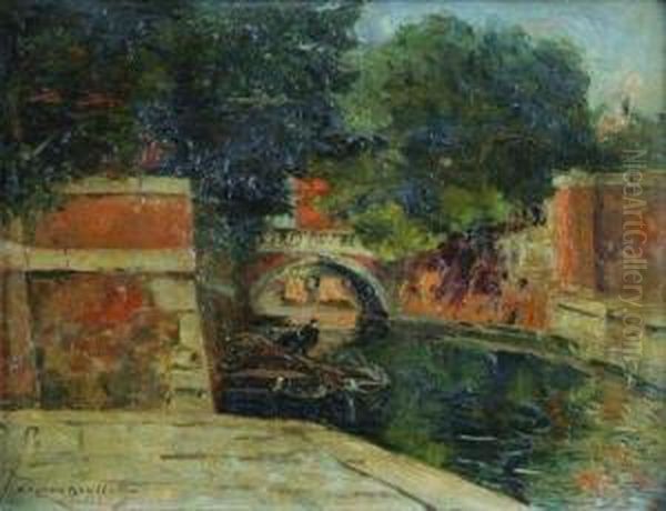 Un Pont Pres Du Jardin Public, Venise Oil Painting by Gaston-Marie-Anatole Roullet