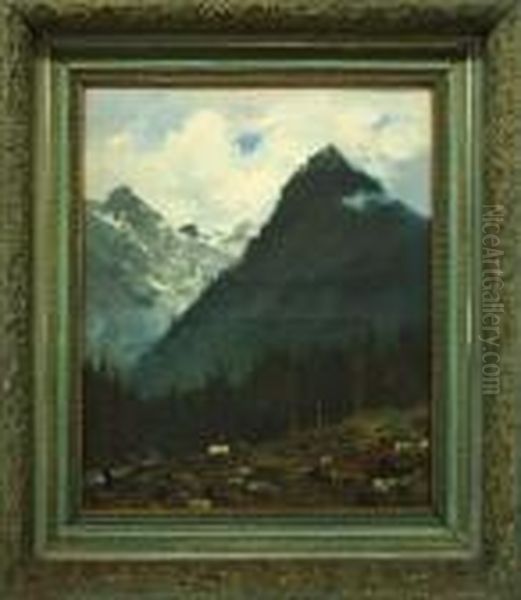 Glacier House Oil Painting by Gaston-Marie-Anatole Roullet