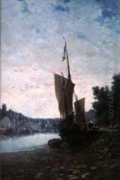 Pont-aven, Le Port Oil Painting by Gaston-Marie-Anatole Roullet