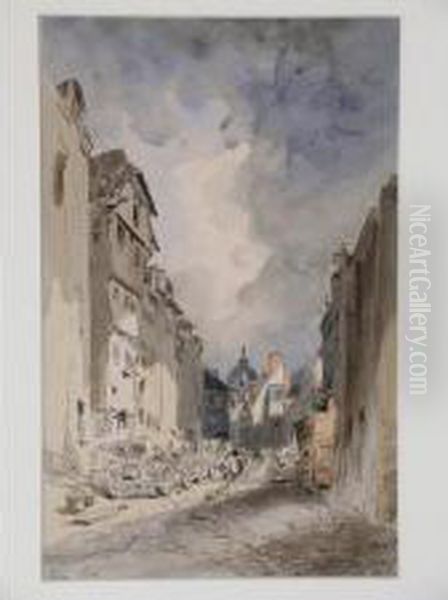 Rue Anime A Wurtzbourg Oil Painting by Gaston-Marie-Anatole Roullet