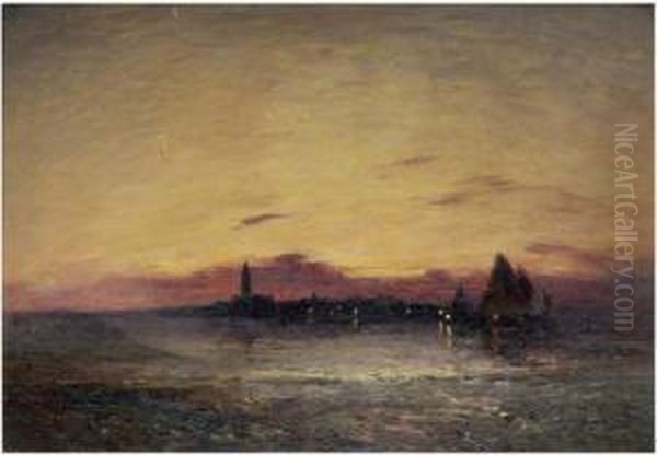 Venise, Vue De La Lagune Oil Painting by Gaston-Marie-Anatole Roullet