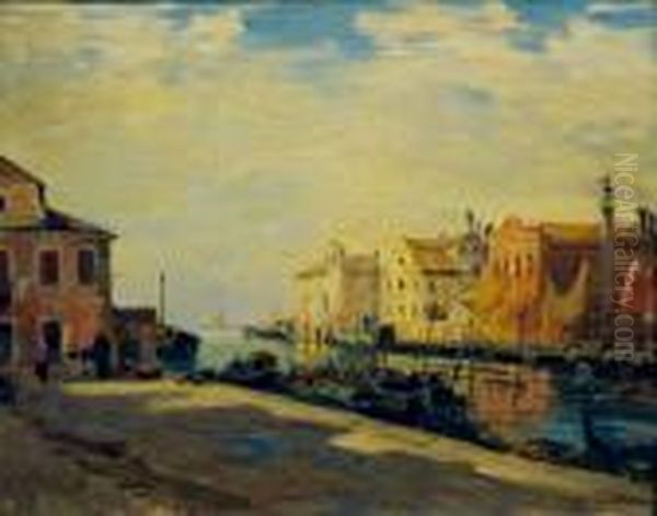 Promenade A Venise Oil Painting by Gaston-Marie-Anatole Roullet