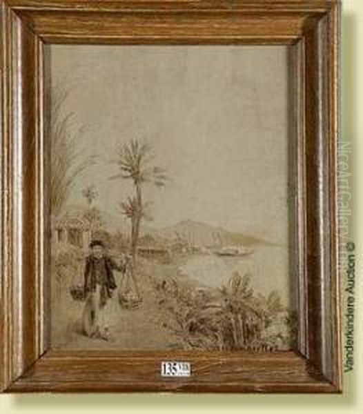 Paysage Anime En Indochine Oil Painting by Gaston-Marie-Anatole Roullet