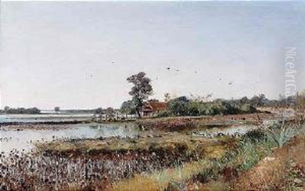 Homestead In Tonkin Oil Painting by Gaston-Marie-Anatole Roullet