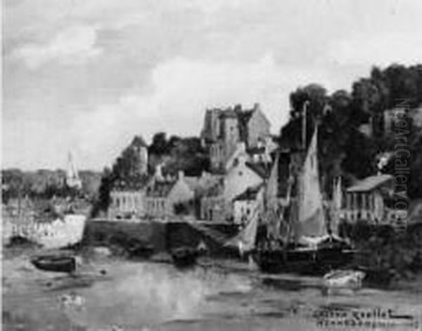 Hennebon, Morbihan. Oil Painting by Gaston-Marie-Anatole Roullet