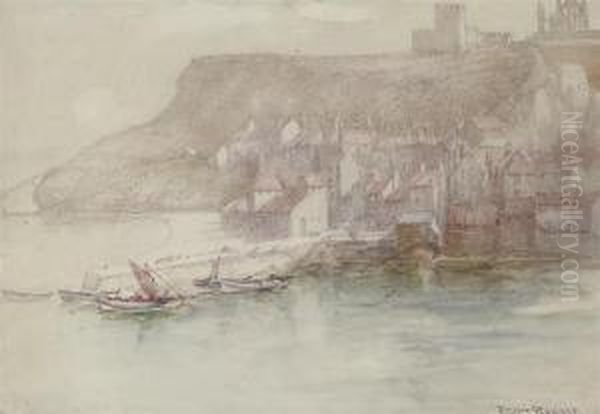 The Harbour At Whitby Oil Painting by Frank Rousse