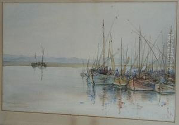 Fishing Boats Moored Up Oil Painting by Frank Rousse