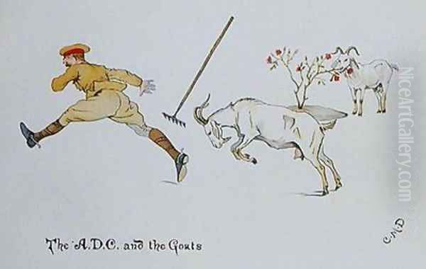 The A.D.C and the Goats Oil Painting by Captain Clive Dixon