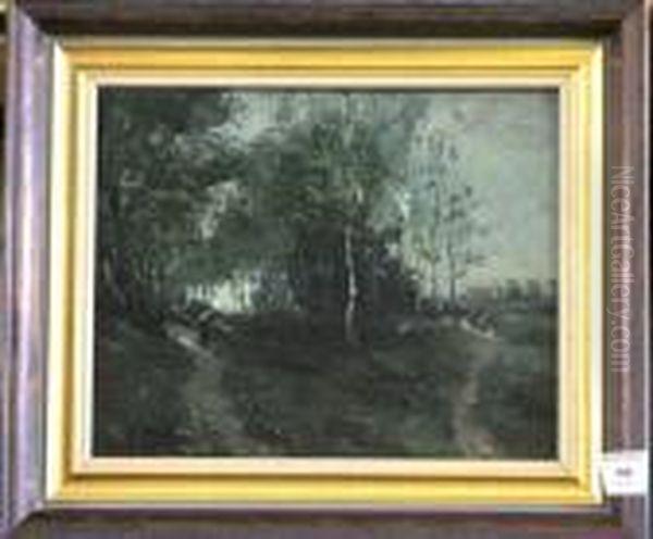 Forest Scene Oil Painting by E. Rousseau