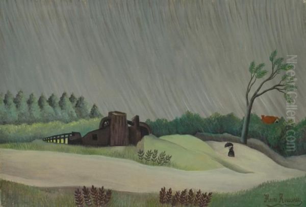 Un Matin De Pluie Oil Painting by Henri Julien Rousseau