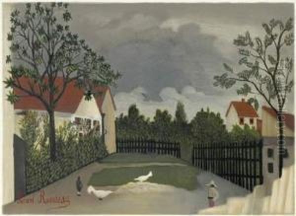 La Rue Oil Painting by Henri Julien Rousseau