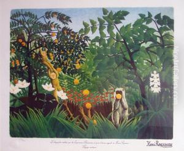 Paysage Exotique Oil Painting by Henri Julien Rousseau