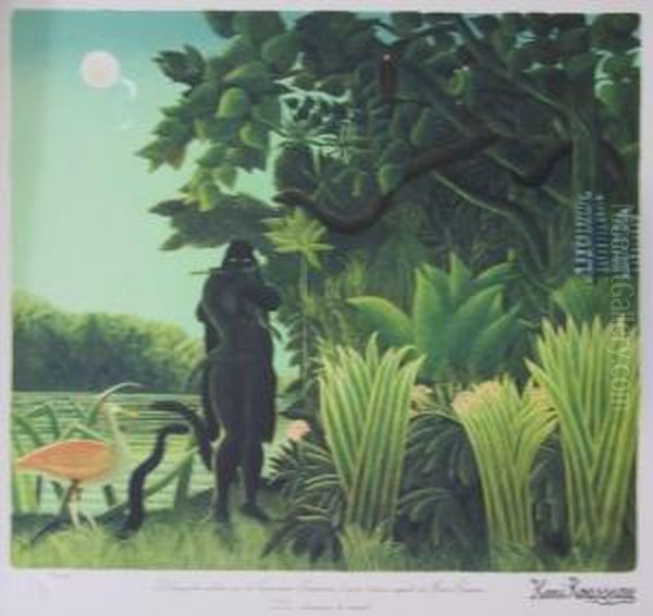 Description:la Charmeuse De Serpent Oil Painting by Henri Julien Rousseau