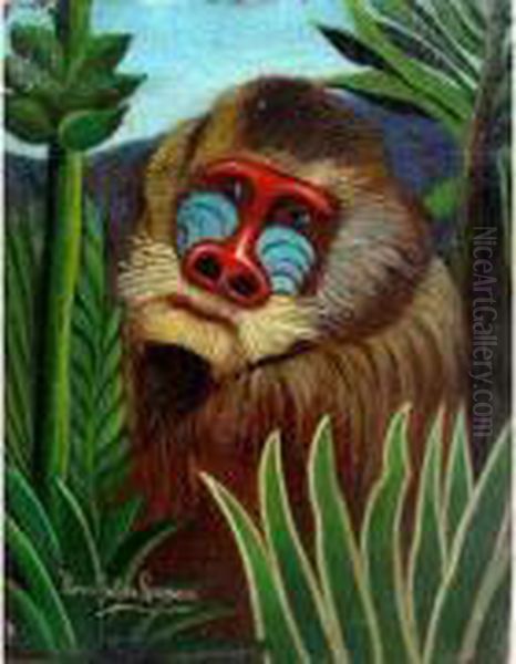 Mandrill Dans La Foret Vierge. Oil Painting by Henri Julien Rousseau