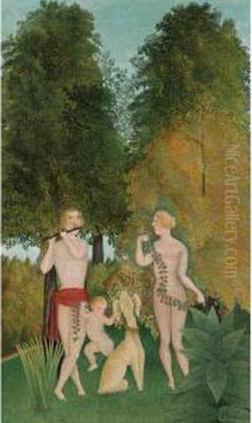 Heureux Quatuor Oil Painting by Henri Julien Rousseau