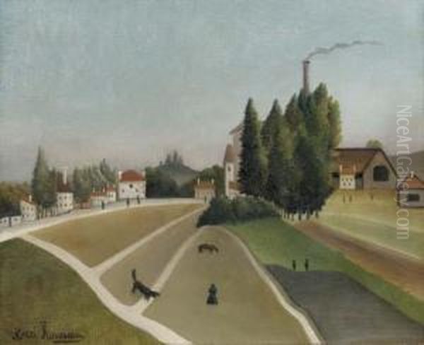 Paysage Avec Usine Oil Painting by Henri Julien Rousseau