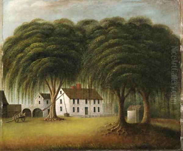 House near Boston State House Oil Painting by Catherine Davis