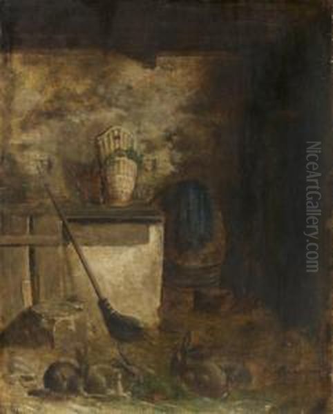 Interieur D'etable Oil Painting by Philippe Rousseau