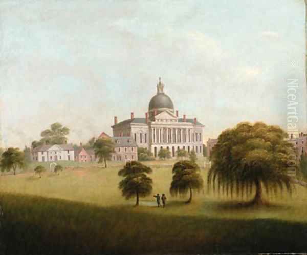 View of the State House Oil Painting by Catherine Davis