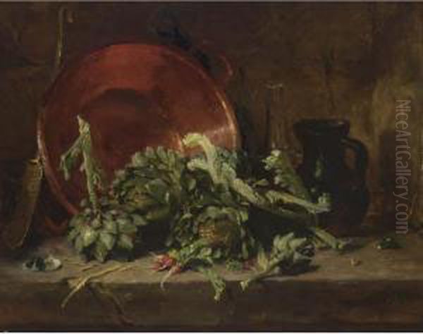 A Still Life With Artichokes Oil Painting by Philippe Rousseau