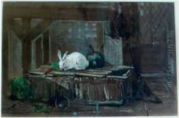 Lapins Dans Un Interieur Oil Painting by Philippe Rousseau