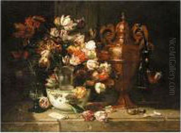 Nature Morte Aux Tulipes Oil Painting by Philippe Rousseau