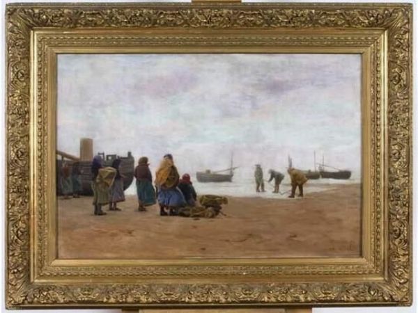 Le Retour De Peche Oil Painting by Charles Emmanuel Roussel