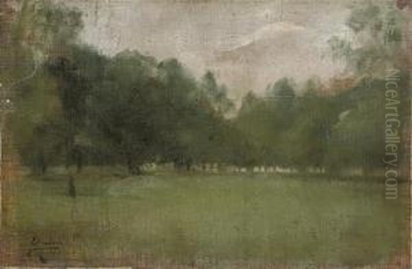 A Clearing In The Woods; And Elegant Figures In A Clearing Oil Painting by Theodore Casimir Roussel