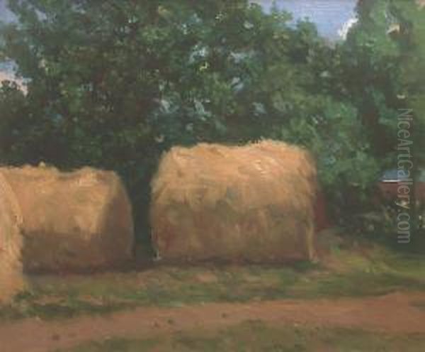 Haystacks Oil Painting by Theodore Casimir Roussel