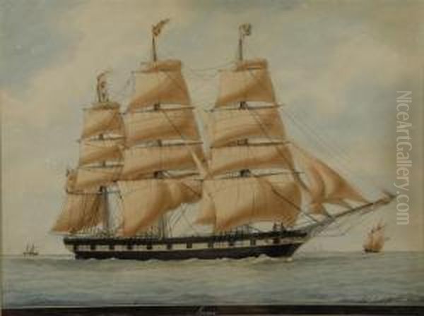 Portrait Of The Ship Leonie Entering Marseille Oil Painting by Antoine Ii Roux