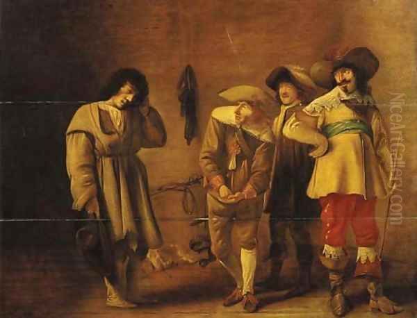 A youth mocked by officers in a guardroom Oil Painting by Willem Cornelisz. Duyster