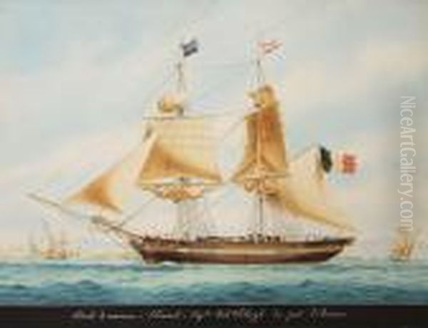 Belgische Handelschip 'l'escaut' Voor Noord-afrikaanse Kust Oil Painting by Francois Geoffroy Roux