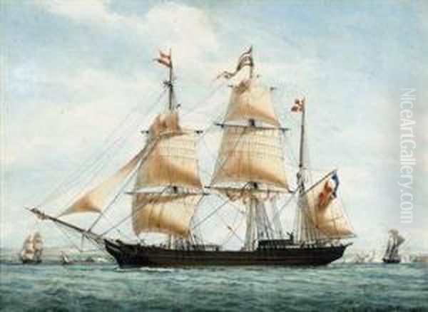 The French Barque Oil Painting by Francois Geoffroy Roux