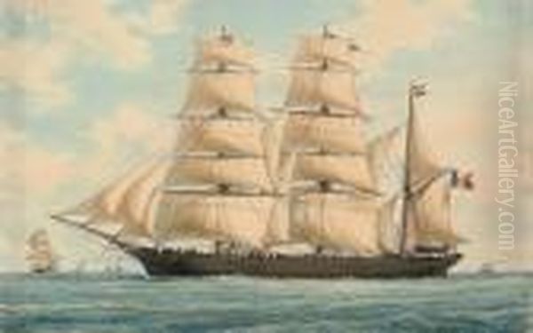 The French Barque Oil Painting by Francois Geoffroy Roux