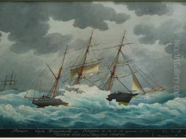 La Pensee Capt. Brignache Oil Painting by Louis Francois Pros. Roux