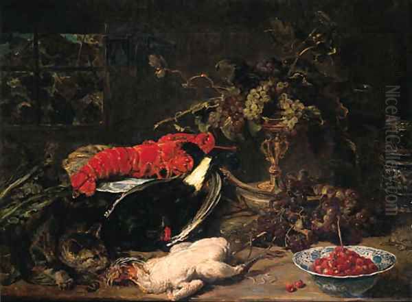 Dead Poultry Oil Painting by Fritz Discher