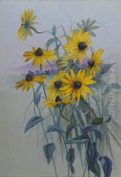 Rudbeckia Oil Painting by Marian Ellis Rowan