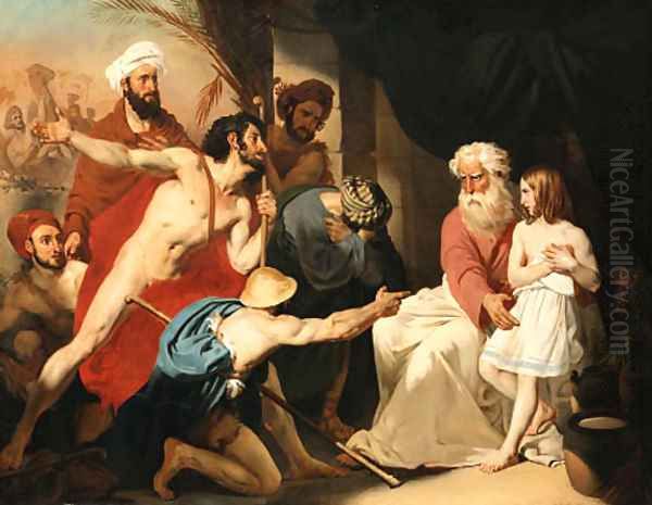 Jacob refusing to deliver Benjamin Oil Painting by Maximilien-Flix Demesse