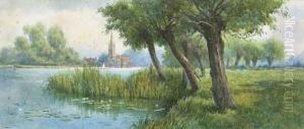 The Thames At Great Marlow Oil Painting by Claude Hamilton Rowbotham