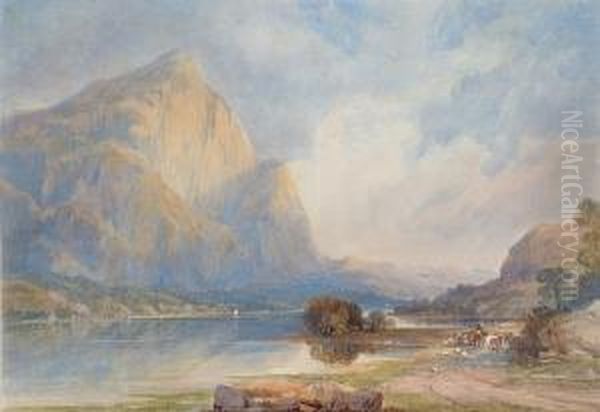 Mynydd Mawr, Llyn Cwellyn Oil Painting by Thomas Leeson Rowbotham