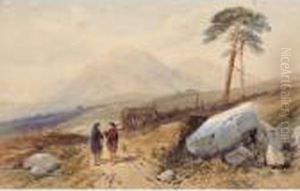 Highlanders On A Mountain Pass Oil Painting by Thomas Leeson Rowbotham