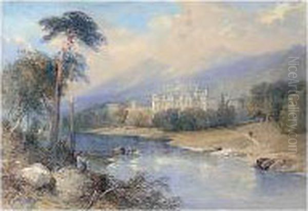 A Mansion In The Highlands Oil Painting by Thomas Leeson Rowbotham