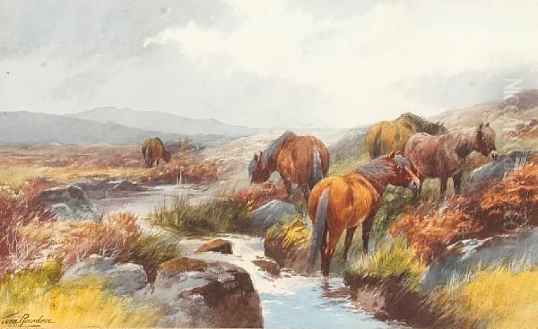 Dartmoor Ponies Oil Painting by Thomas, Tom Rowden