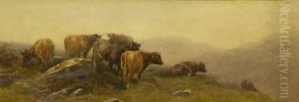 Moorland Scene With Cattle Oil Painting by Thomas, Tom Rowden