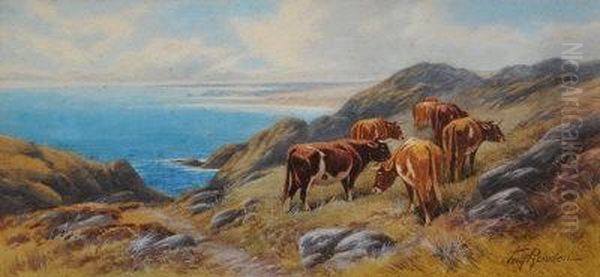 Clifftop Cattle. Oil Painting by Thomas, Tom Rowden