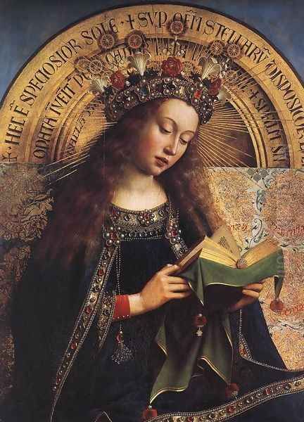 The Ghent Altarpiece- Virgin Mary (detail) 1426-29 Oil Painting by Jan Van Eyck