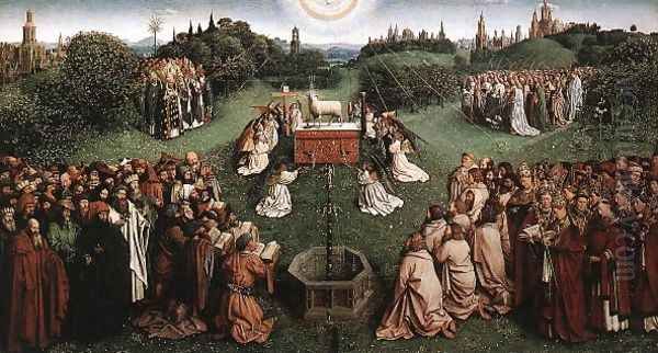 The Ghent Altarpiece- Adoration of the Lamb 1425-29 Oil Painting by Jan Van Eyck