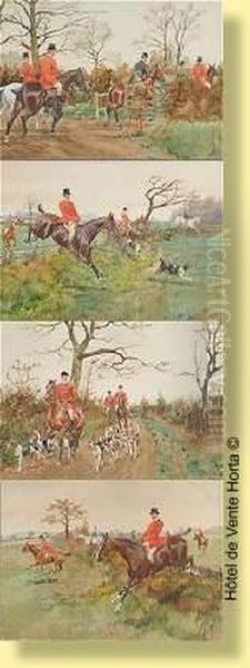 Scenes De Chasse A Courre Oil Painting by George Derville Rowlandson