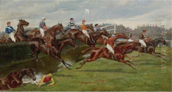 The Liverpool Grand National At Aintree Oil Painting by George Derville Rowlandson